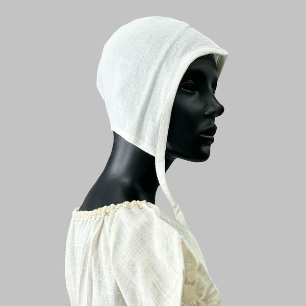 Medieval Linen Coif | Viking Head Cover | Renaissance Undercap | LARP Linen Hood | Historical Headwear