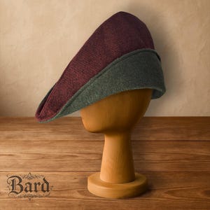 Medieval Tyrolean Wool Hat | Two-Tone Historical Hat | LARP Headwear | Renaissance Cap