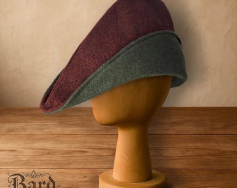 Sombrero tirolés medieval de lana / Sombrero histórico bicolor / Sombrero para LARP / Gorra renacentista