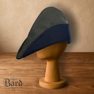 Medieval Tyrolean Wool Hat | Two-Tone Historical Hat | LARP Headwear | Renaissance Cap #12
