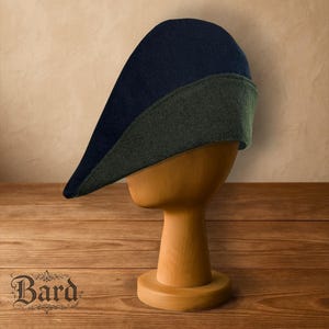 Medieval Tyrolean Wool Hat | Two-Tone Historical Hat | LARP Headwear | Renaissance Cap #13