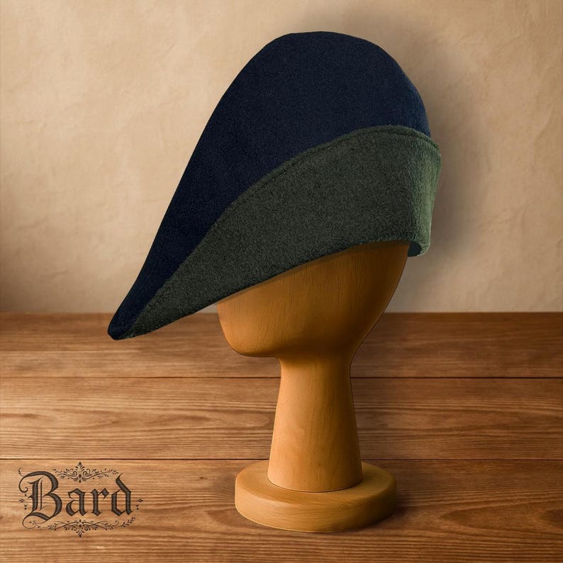 Medieval Tyrolean Wool Hat | Two-Tone Historical Hat | LARP Headwear | Renaissance Cap #13