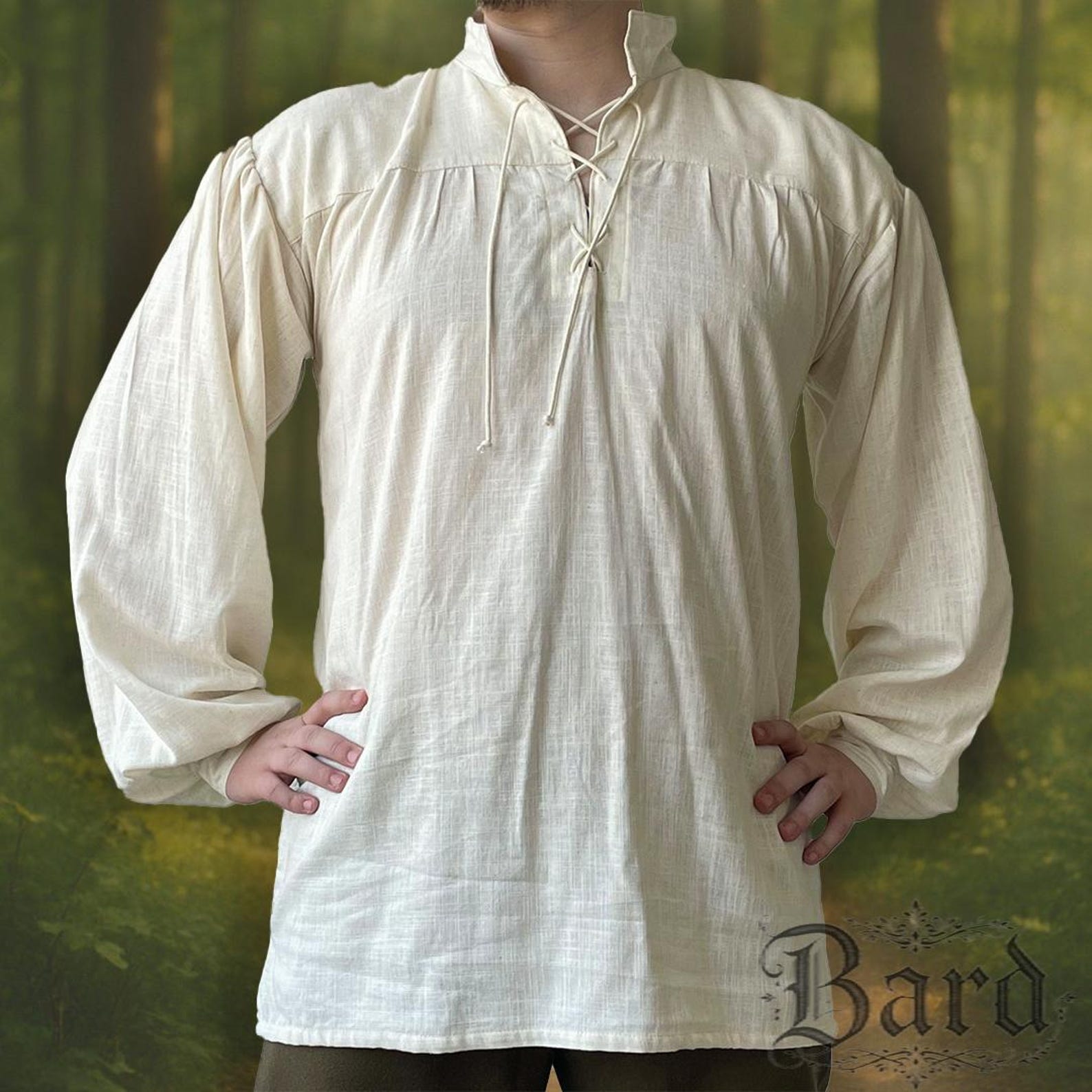 Medieval Linen Shirt – Renaissance/viking Peasant Tunic With Lace-up ...