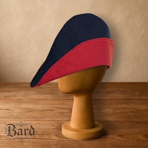 Medieval Tyrolean Wool Hat | Two-Tone Historical Hat | LARP Headwear | Renaissance Cap #10