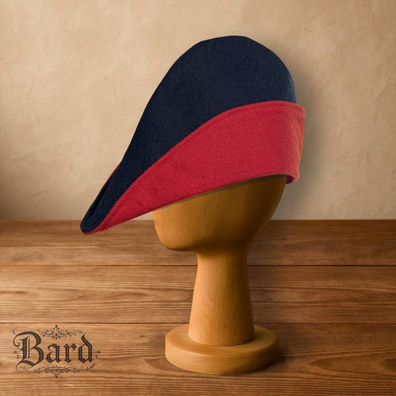 Medieval Tyrolean Wool Hat | Two-Tone Historical Hat | LARP Headwear | Renaissance Cap #10