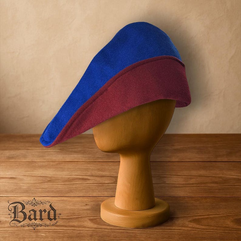 Medieval Tyrolean Wool Hat | Two-Tone Historical Hat | LARP Headwear | Renaissance Cap #14