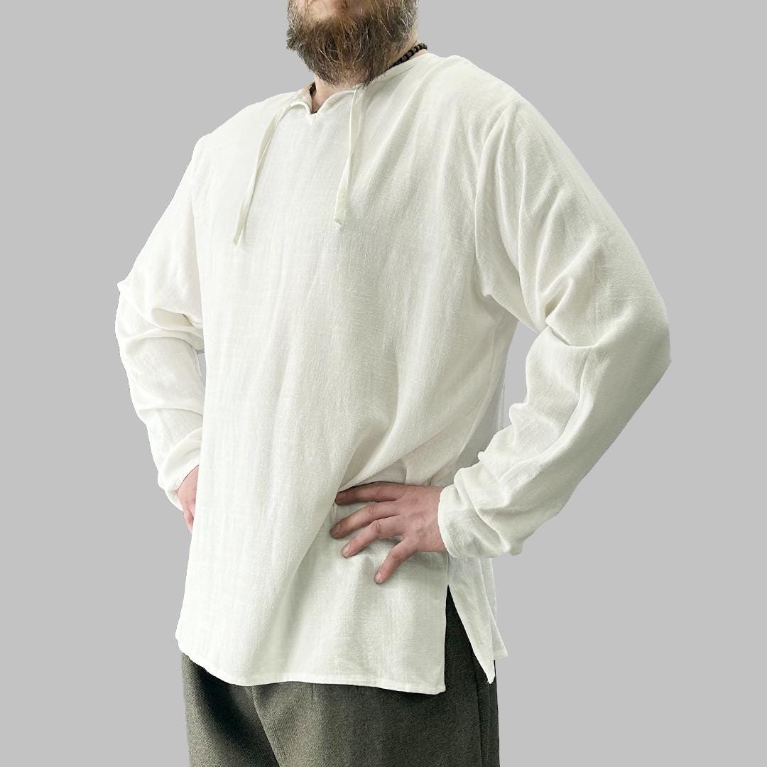 Medieval Linen Shirt – Renaissance/viking Tunic With Lace-up Neck, LARP ...