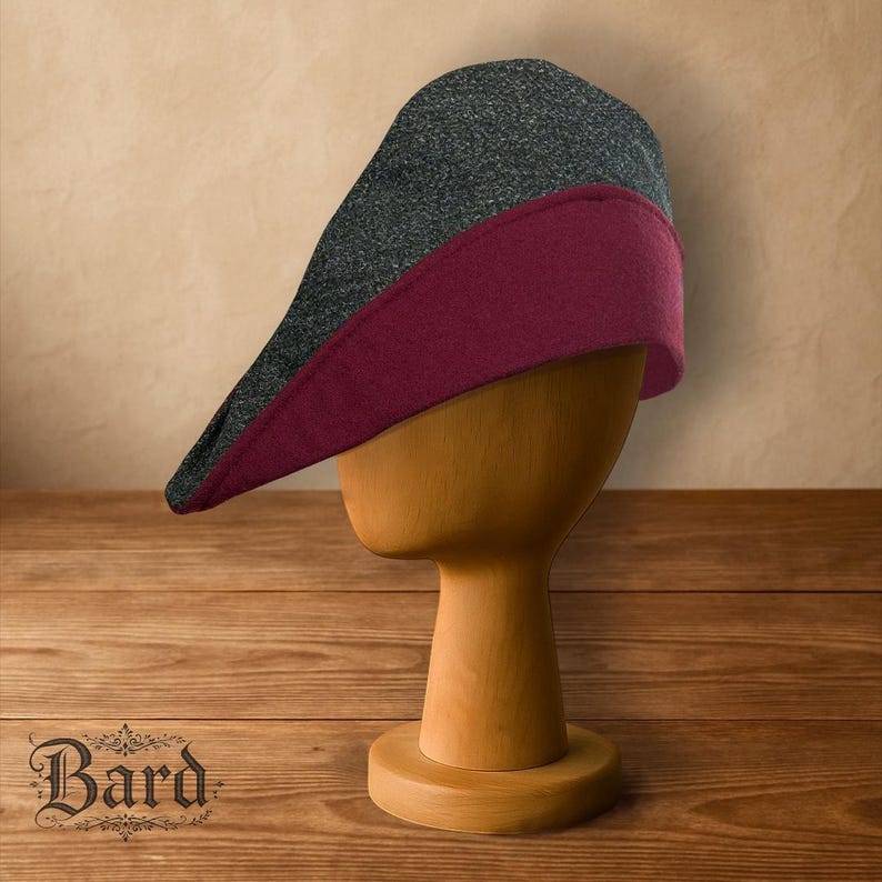 Medieval Tyrolean Wool Hat | Two-Tone Historical Hat | LARP Headwear | Renaissance Cap #4