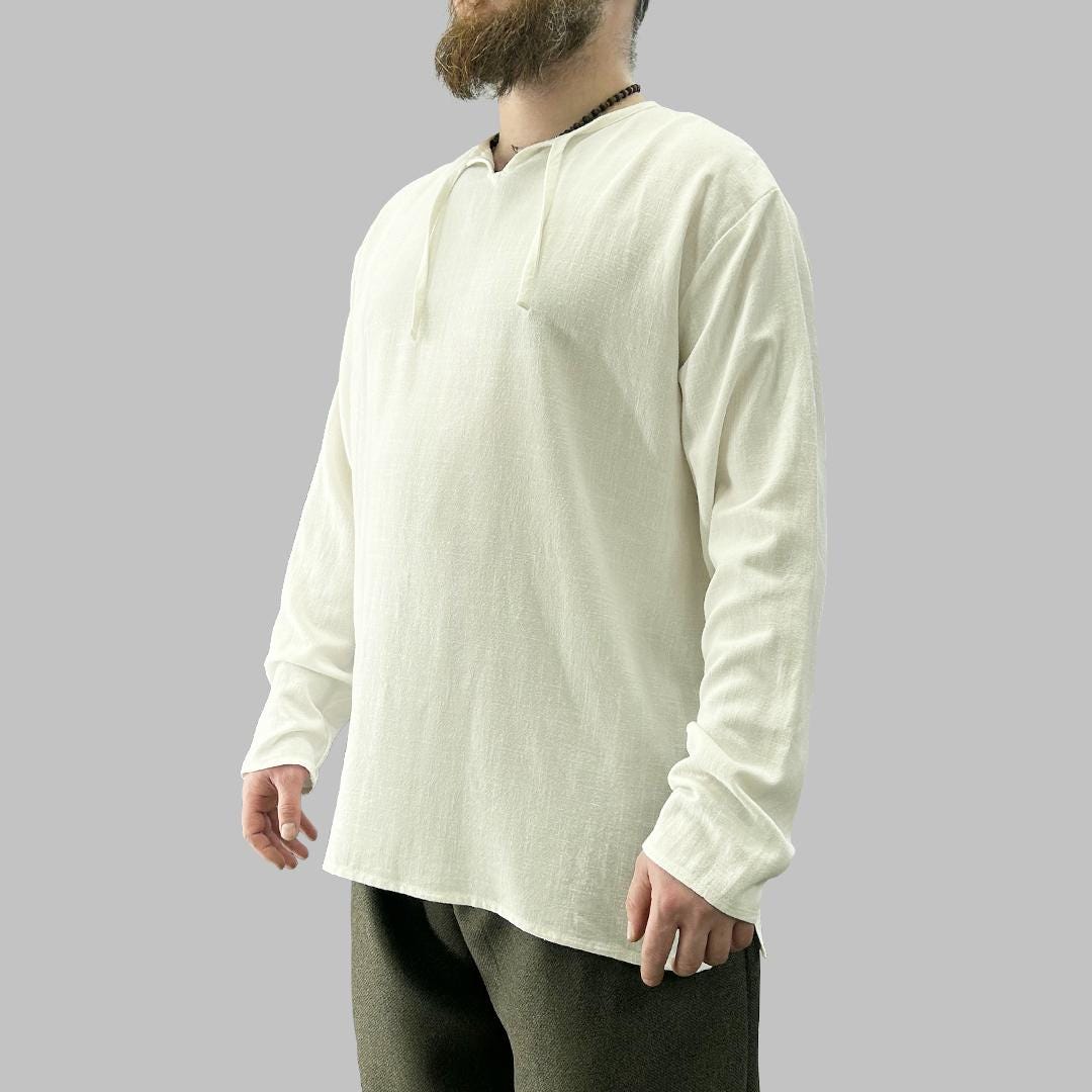 Medieval Linen Shirt – Renaissance/viking Tunic With Lace-up Neck, LARP ...