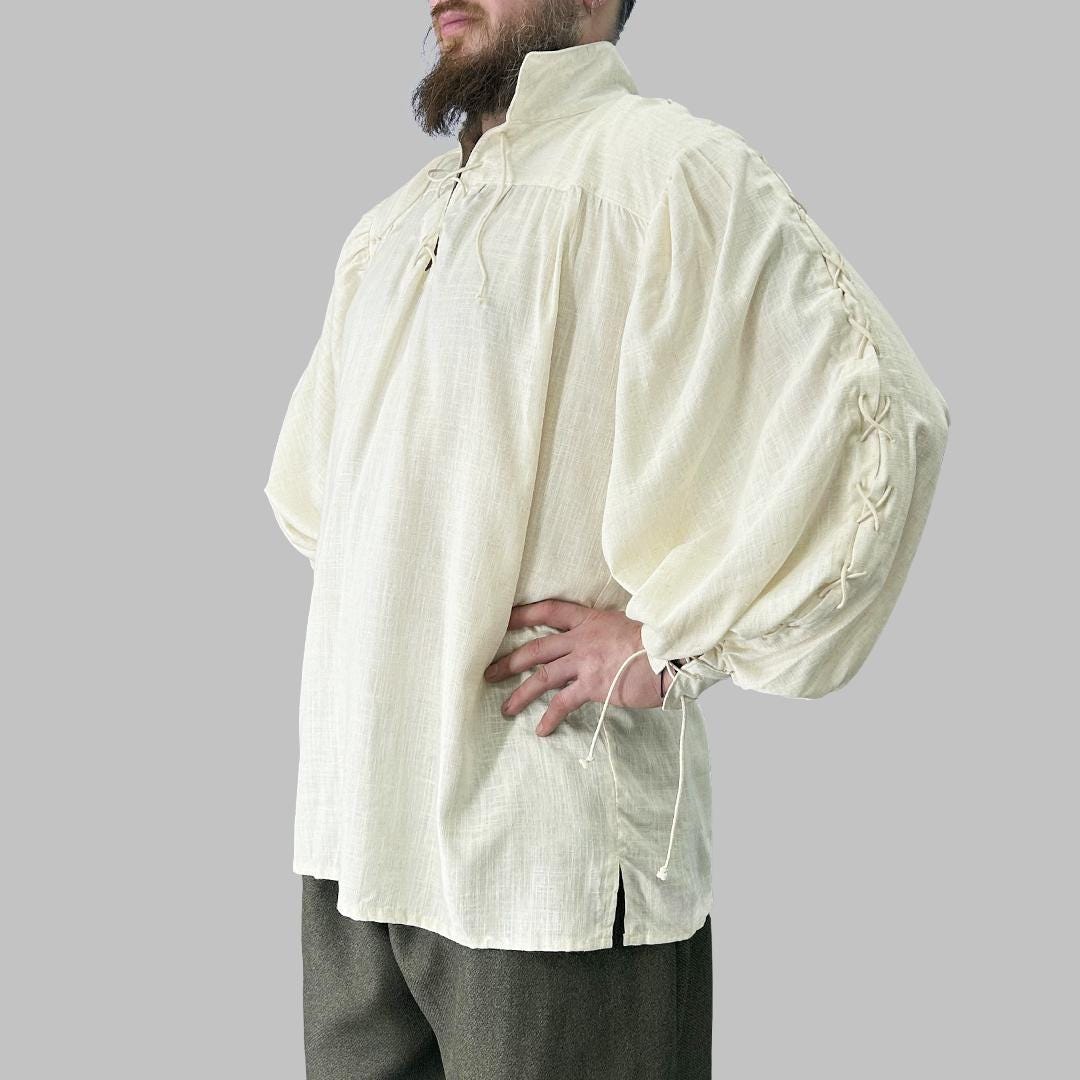 Medieval Linen Shirt With Laced Sleeves: Renaissance/pirate/ Fantasy ...