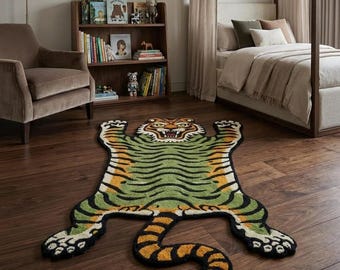 Tibetan Tiger Rug Handmade Rug Animal Shape Area Rug Kids Play room Luxurious Rugs Animal Skin Rug Rug For Living Room Bedroom Rug