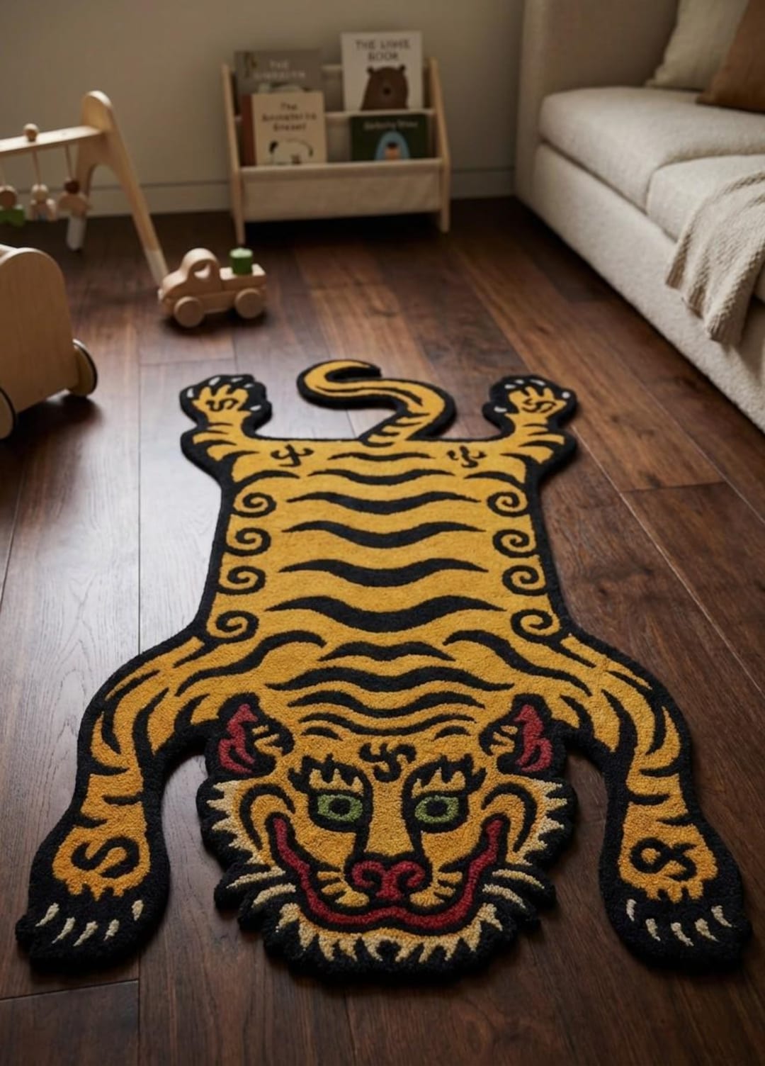 Tiger Shape Rug Tibetan Tiger Rug Hand Tufted Wool Area Rug Maximalist Decor Animal ...