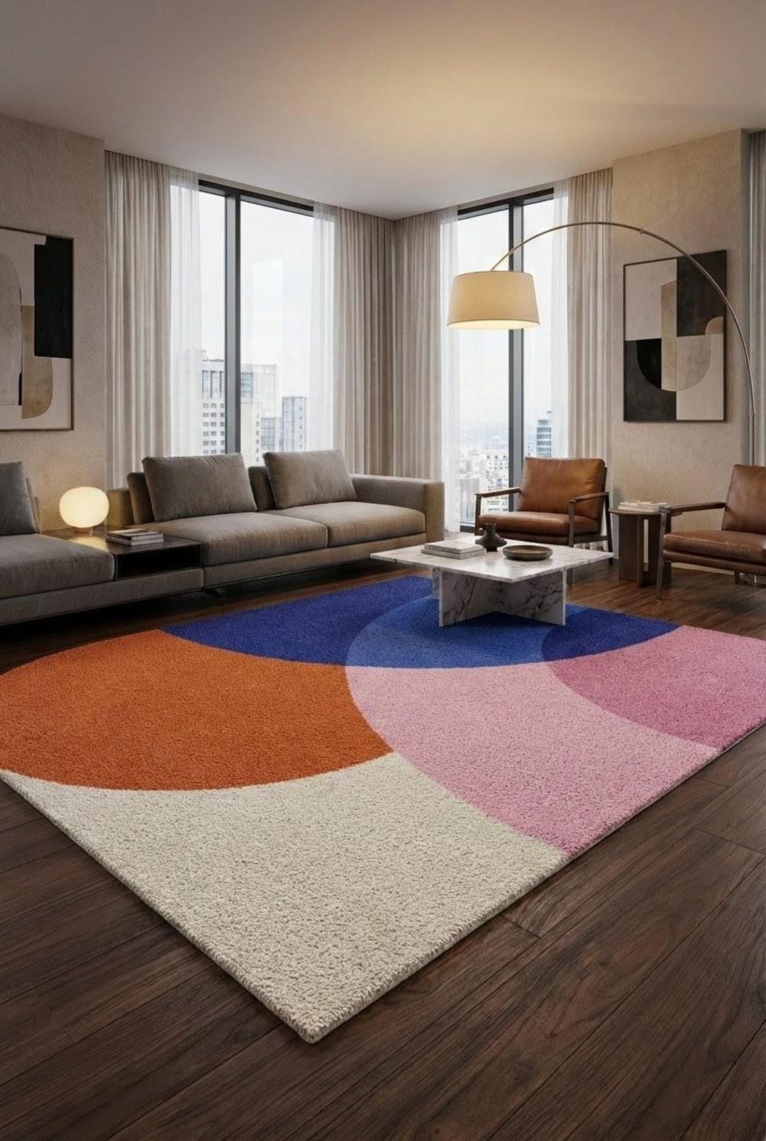 Hand Tufted Wool Rug Modern Abstract Area Rug Geometric Color Block ...
