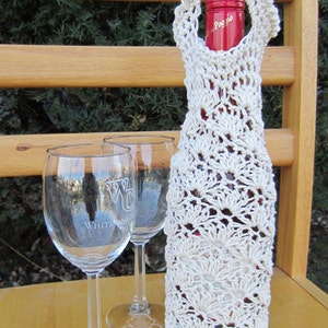 Crochet Lace Shell Wine Bag, Tote, Cozy PDF Pattern