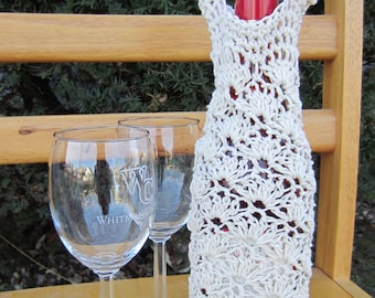 Crochet Lace Shell Wine Bag, Tote, Cozy PDF Pattern