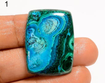 Natural Chrysocolla Malachite Cabochon Radiant Shape Loose Gemstone For Making Jewelry (Free Drilling Service)