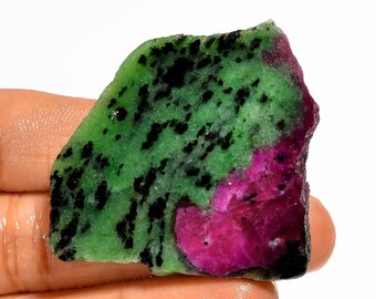 Fetta di zoisite rubino, lastra di zoisite rubino grezza lucidata a mano, decorazione per la casa, pietra preziosa di cristallo curativa, dimensioni della fetta 41X41X5 mm (fetta come da immagine)