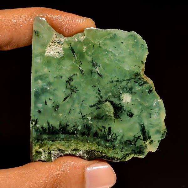 Prehnite Fancy Shape Slice, Hand-Polished  Slab, Healing Crystal Gemstone, 219 Ct 57X54X6 mm