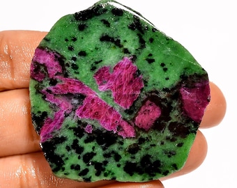 Plasterek zoizytu rubinowego, ręcznie polerowana surowa płytka zoizytu rubinowego, dekoracja domu, leczniczy kryształ, rozmiar plastra 48 x 45 x 6 mm (plaster jak na zdjęciu)