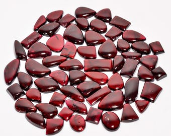 Natural Garnet Cabochon Flat Back Gemstone Wholesale Lot Mix Shape and Size (10-30 mm) For Jewelry Making