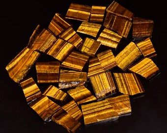 Raw Tiger Eye Slice – Natural Tiger Eye Rough Slab – Unpolished Crystal Slice – Golden Brown Gemstone – Mineral Specimen