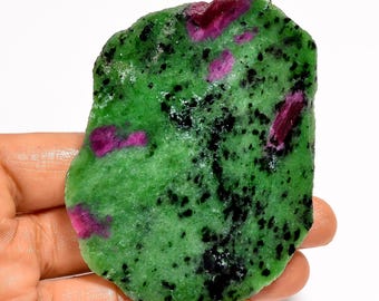 Plasterek zoizytu rubinowego, ręcznie polerowana surowa płytka zoizytu rubinowego, dekoracja domu, leczniczy kryształ, rozmiar plastra 79 x 55 x 7 mm (plaster jak na zdjęciu)