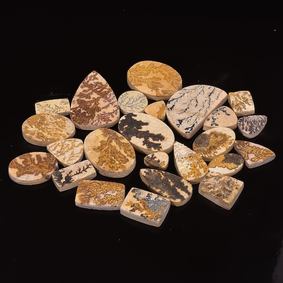 Natural Psilomelane Dendrite Cabochon Wholesale Lot Gemstone Mix Shape and Size (20-40 mm) For Jewelry Making