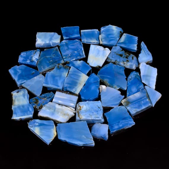 Raw Owyhee Blue Opal Slice – Natural Blue Opal Slab – Rough Owyhee Opal Stone – Rare Oregon Gemstone – Mineral Specimen