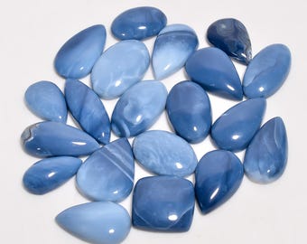 Natural Owyhee Blue Opal Cabochon Gemstone Lot Mix Shape and Size (20-40 mm) For Jewelry Making