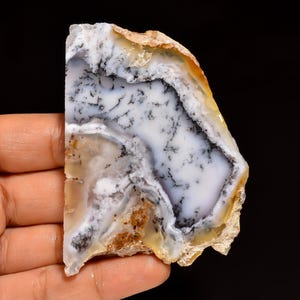 Natural Dendrite Opal Slice, Hand-Polished Slab, Healing Crystal Gemstone 215 Ct 76X56X6 mm