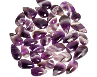 Cabujón de amatista Chevron natural, forma de pera, 35 piezas, piedra preciosa de amatista Chevron de 500 quilates para hacer joyas (piedra como en la imagen)