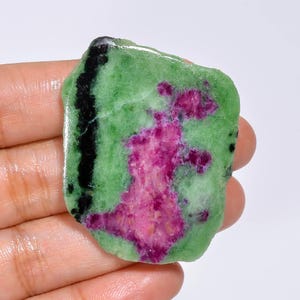 Ruby Zoisite Gemstone Slice 89 Ct, Fancy Shape Ruby Zoisite Stone, 42x36x5 mm Loose Gemstone, Lapidary Supply, Jewelry Making