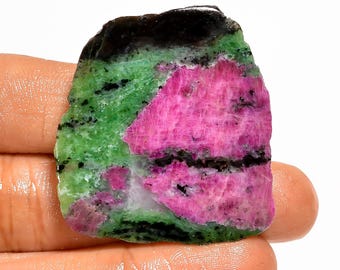 Plasterek zoizytu rubinowego, ręcznie polerowana surowa płytka zoizytu rubinowego, dekoracja domu, leczniczy kryształ, rozmiar plastra 38 x 35 x 5 mm (plaster jak na zdjęciu)