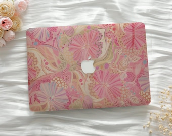 Retro Pink Flowers MacBook Protective Case for Air 15/13 A3240 A3241 Laptop Case for MacBook Pro 13 14 15 16'' M5 2025 2024 M4 M3 M2 M1
