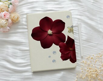 Red Flower Pattern Simple iPad Case for Pro 2025 13/11,iPad A16 2025 11,iPad Air7 2025 13,iPad 10/9 10.9,Custom iPad Case with Pencil Holder