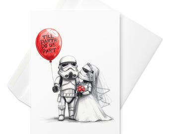 Carte de mariage Star Wars, carte de mariage Stormtroopers, cadeau de mariage ringard, carte geek Star Wars