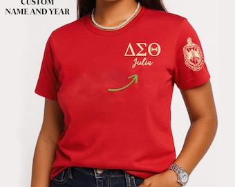 Custom Delta Sigma Theta Inspired Shirt, Personalized Sorority Tee, Greek Letters Shirt with Name & Year, Sorority Gift, Line Sister Shirt