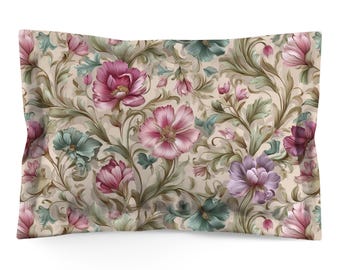 Pillow Sham with Retro Victorian Style Art: Standard or King, Cotton or Microfiber Bedding - 111