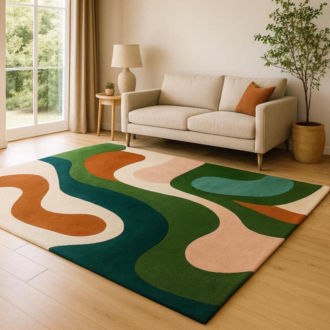 Modern Style Rug Modern Abstract Geometric Rug | Multicolor Mid-century Style - Etsy