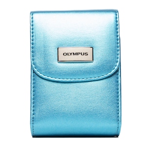 Estuche vintage para cámara Olympus en color azul perla