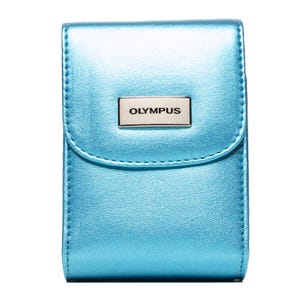 Estuche vintage para cámara Olympus en color azul perla