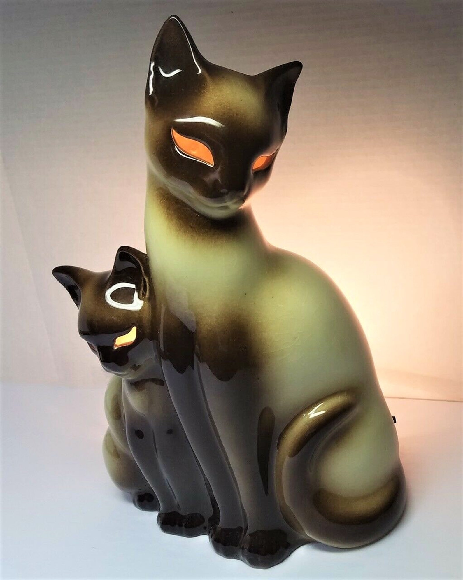 Vintage 50s KRON Siamese Cat Kitten TV Lamp Figurine Night Etsy