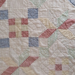 Vintage Cutter Quilt Piece 21 1/2 X 26 1/2 Handmade Quilt Piece Repurposed Vintage Hand quilted Cutter Quilt Piece