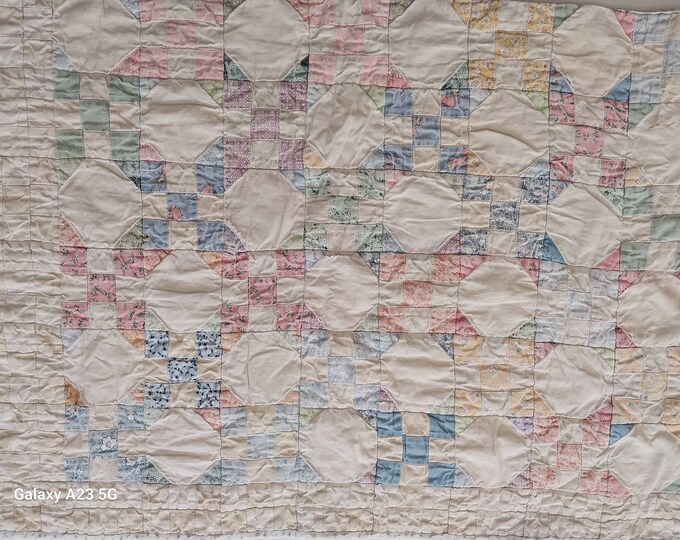 Vintage Cutter Quilt 16 X 21 1/2 Primitive Handmade Quilt Piece Primitive Crafts Repurposed