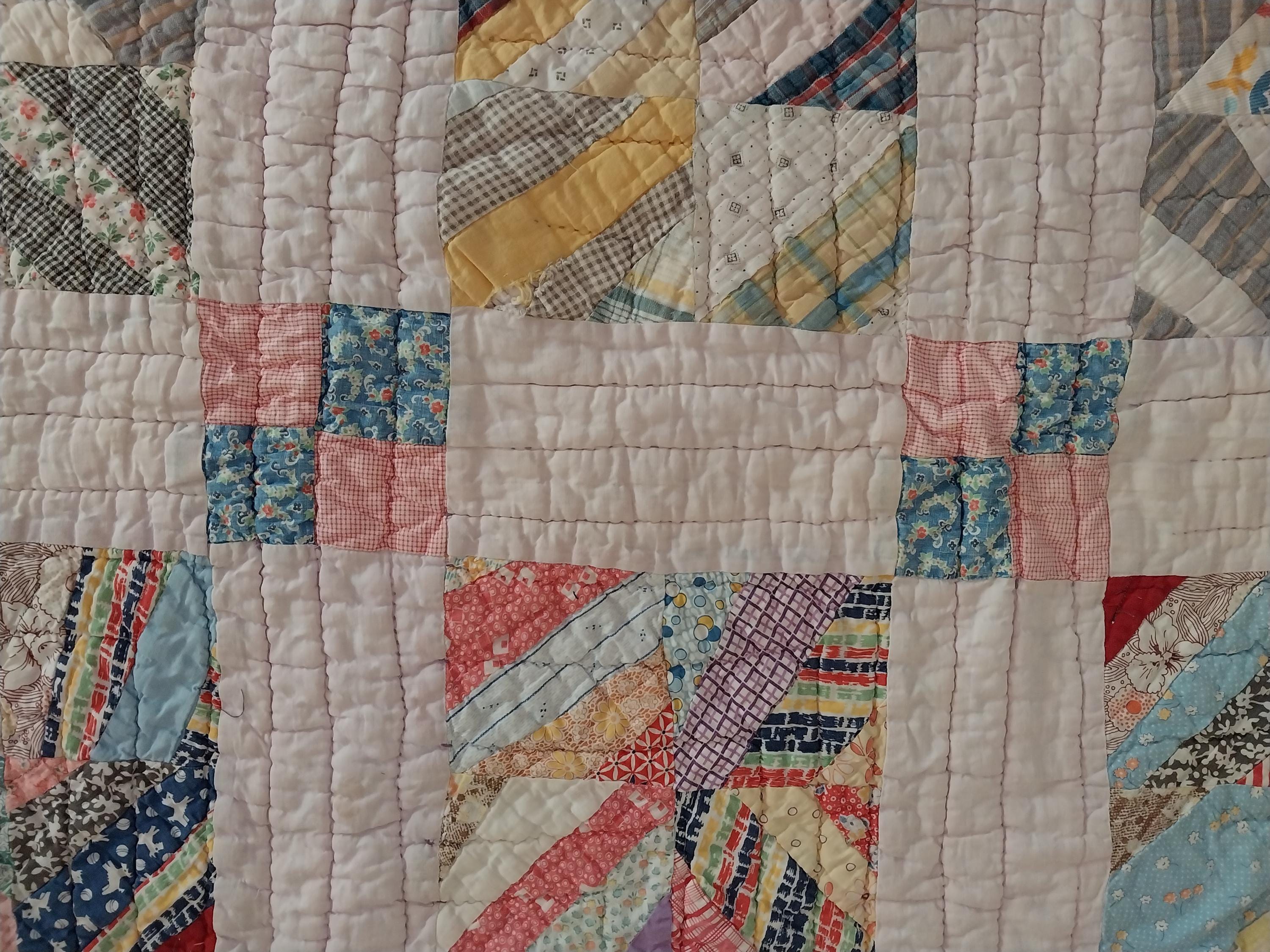Vintage  Cutter Quilt Piece 19 X 28 1/2  Handmade Quilt Piece  Repurposed Vintage Hand quilted Piece