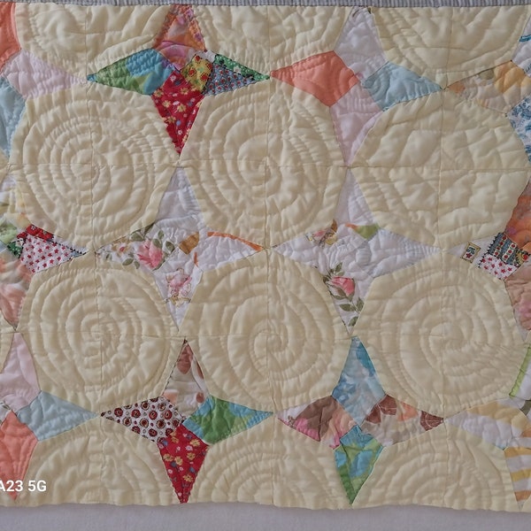 Vintage Cutter Quilt 15 1/2 X 22  Star Handmade Quilt Piece Repurposed Vintage Hand quilted Piece