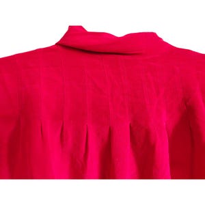 Adrianna Papell 10 Vintage 100% Silk 80's Red Bow Tie Neck Blouse Top Victorian image 8