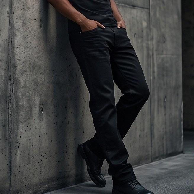 パンツ archive BLACKBARRETT Coated Denim Pants Mens Black Coated Jeans - Etsy