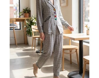ヴィンテージ ドロシー・ショーレン プラチナ プチ レーヨン パンツセット マルチボタン ドット PM/6