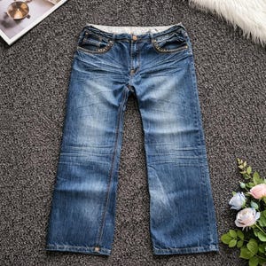 Do Denim ジーンズ メンズ 38x32 ブルー スタッズ装飾 ヴィンテージデニム ボタン欠け